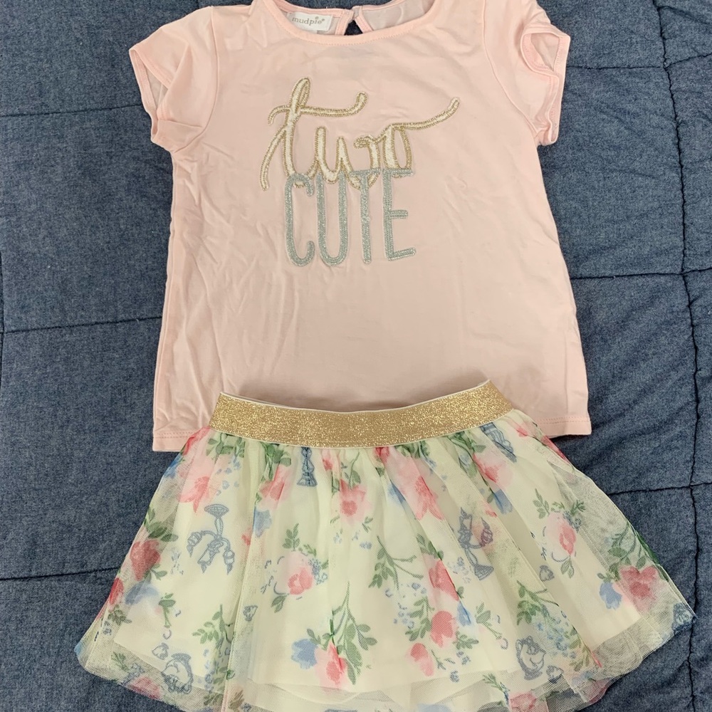 Two piece “Two Cute” toddler girl outfit